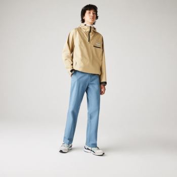 Lacoste Lacoste LIVE Standard Fit Pleated Cotton Chino Pants - Kalhoty Pánské Blankyt | CZ-OIPAxJ